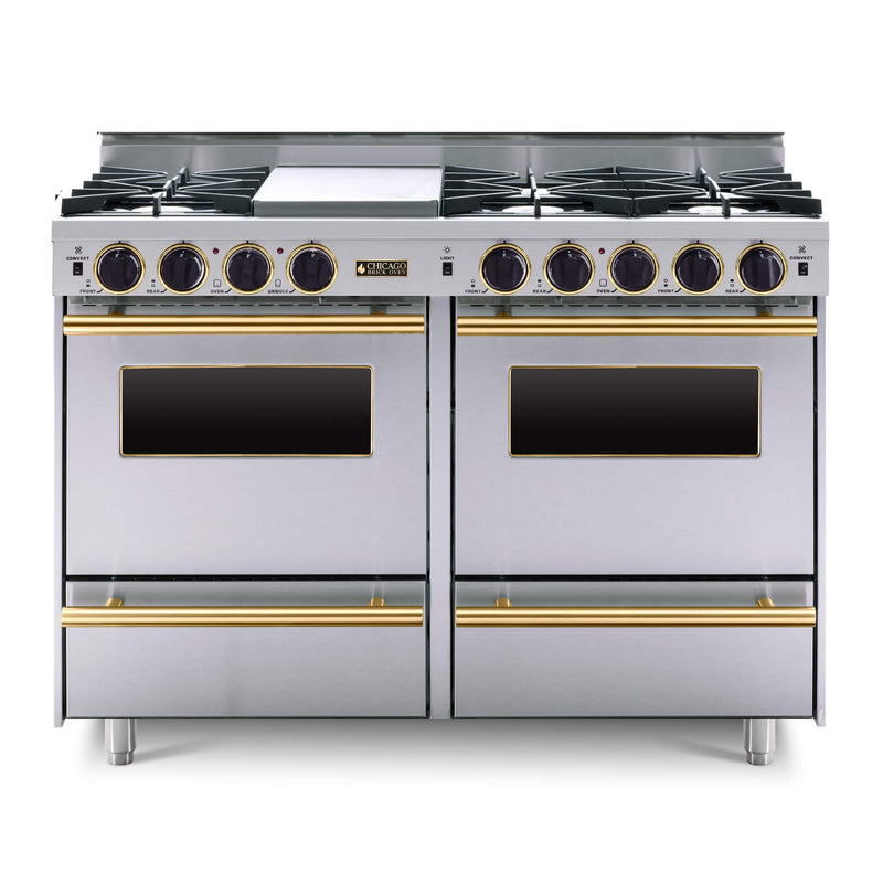 CBO 48" ALL GAS Range With Open Burners SAKSBY - Stainless Brass View