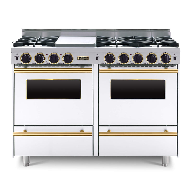 CBO 48" ALL GAS Range With Open Burners SAKSBY - White Brass View