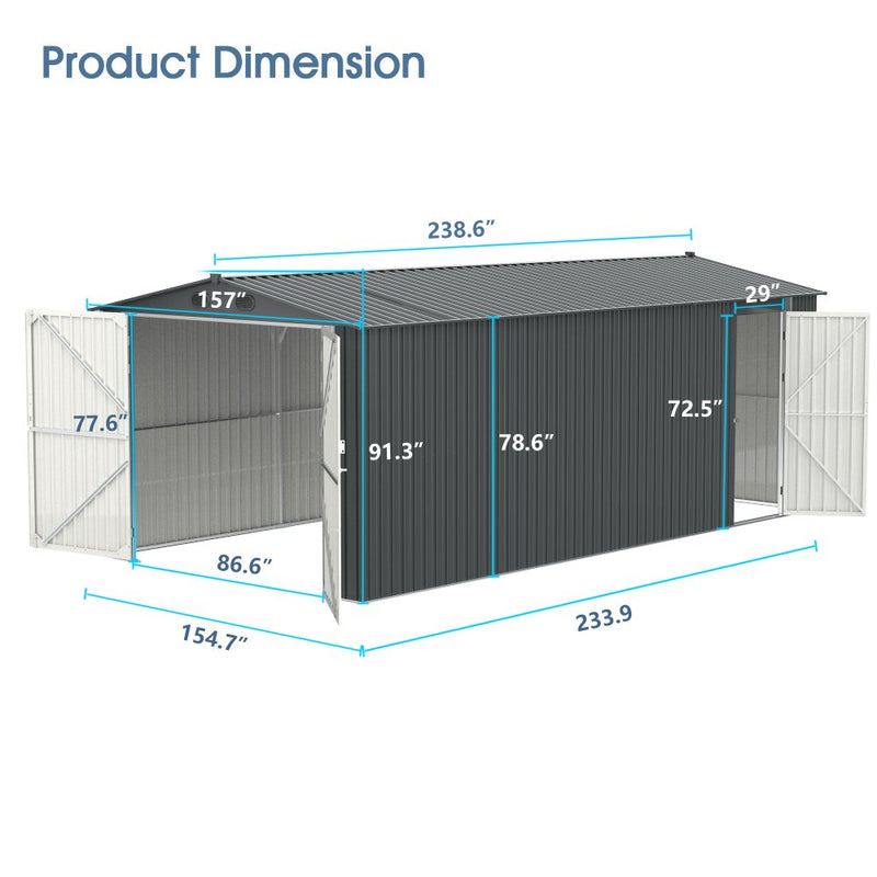 Cherry Premium Heavy Duty Metal Garage Shed With UV Resistant (SAK41568)-SAKSBY