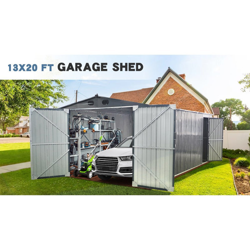 Cherry Premium Heavy Duty Metal Garage Shed With UV Resistant (SAK41568)-SAKSBY