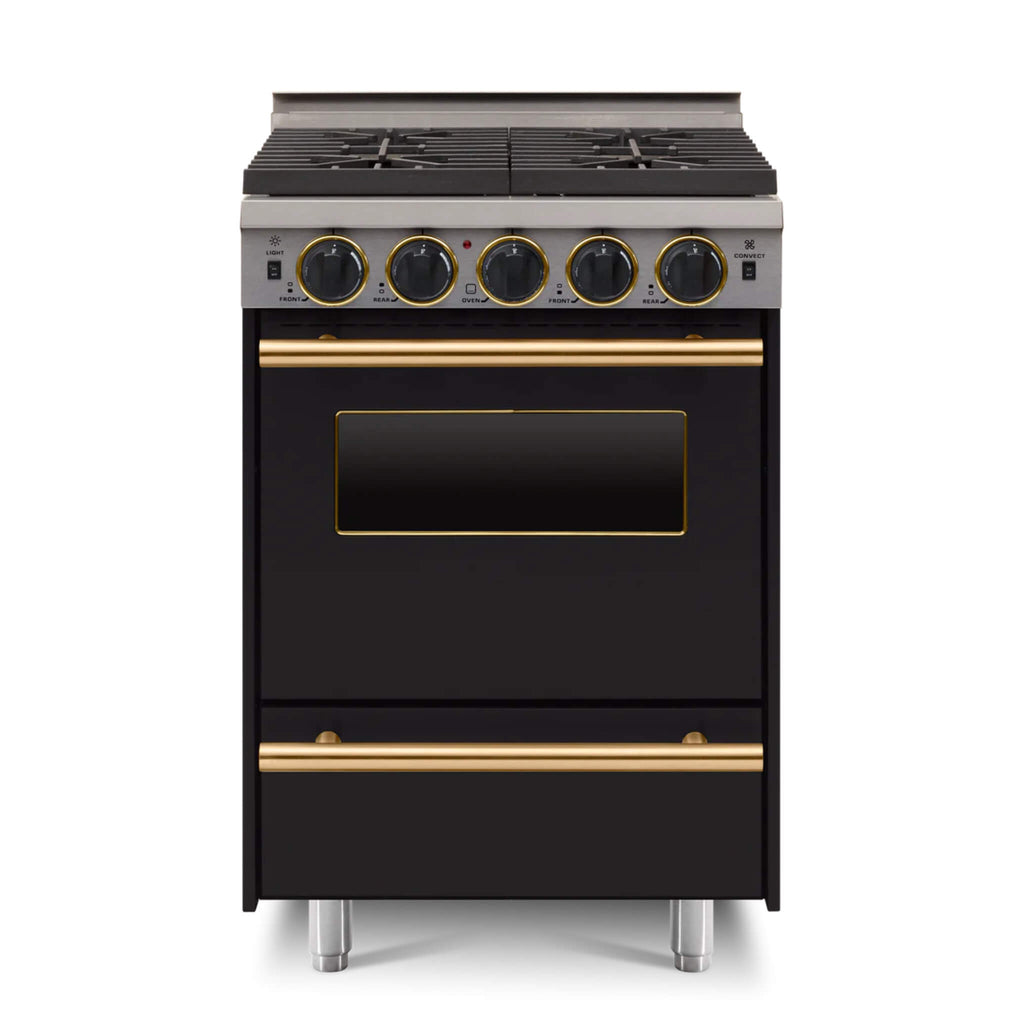 Chicago Brick Oven 24” All Gas Convection Range With Open Burners SAKSBY - Black Brass View