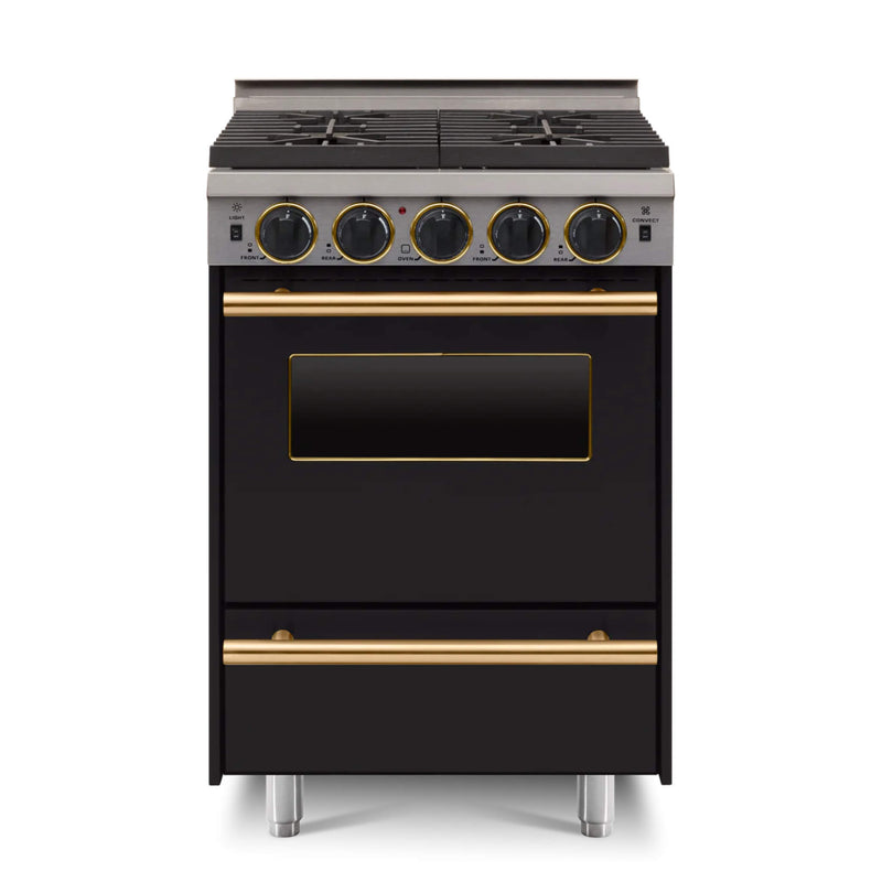 Chicago Brick Oven 24” All Gas Convection Range With Open Burners SAKSBY - Black Brass View