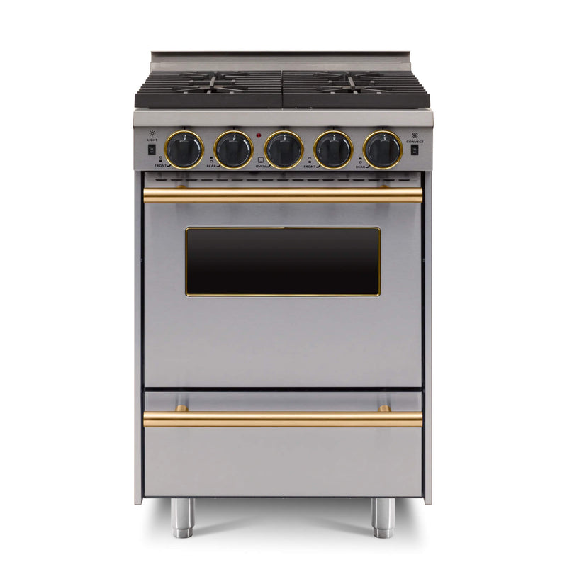 Chicago Brick Oven 24” All Gas Convection Range With Sealed Burners SAKSBY - Stainless Brass View