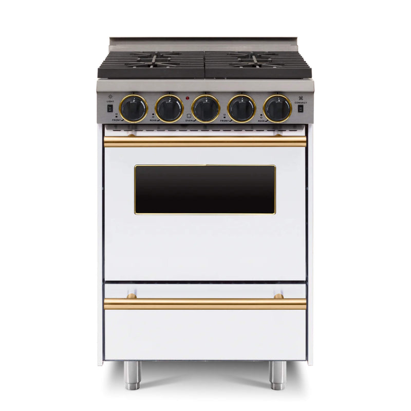 Chicago Brick Oven 24” All Gas Convection Range With Sealed Burners SAKSBY - White Brass View