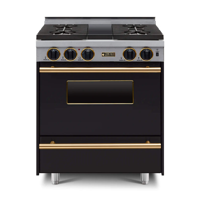 Chicago Brick Oven 30” All-Gas Range With Sealed Burners SAKSBY - Black Brass View