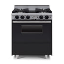 Chicago Brick Oven 30” Dual-Fuel Self-Cleaning Convection Range With Open Burners SAKSBY - Black Regular View