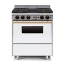 Chicago Brick Oven 30” Dual-Fuel Self-Cleaning Convection Range With Sealed Burners SAKSBY - White Brass View