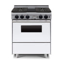 Chicago Brick Oven 30” Dual-Fuel Self-Cleaning Convection Range With Sealed Burners SAKSBY - White Regular View