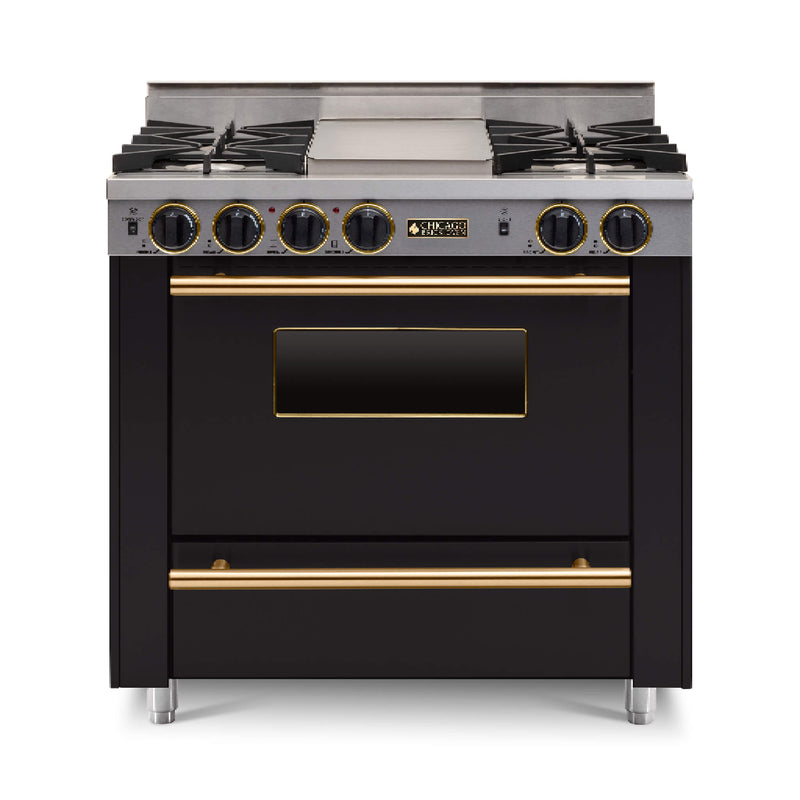 Chicago Brick Oven 36" All Gas Range With Open Burners SAKSBY - Black Brass View