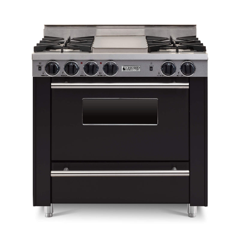 Chicago Brick Oven 36" All Gas Range With Open Burners SAKSBY - Black Regular View