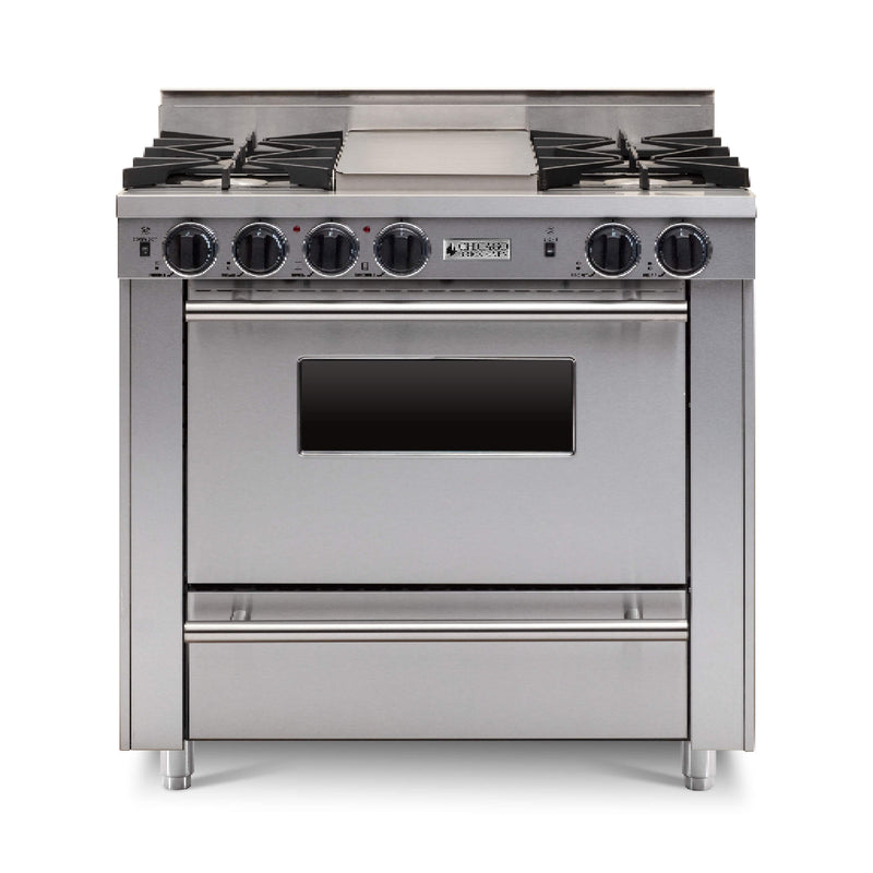 Chicago Brick Oven 36" All Gas Range With Open Burners SAKSBY - Stainless Regular View