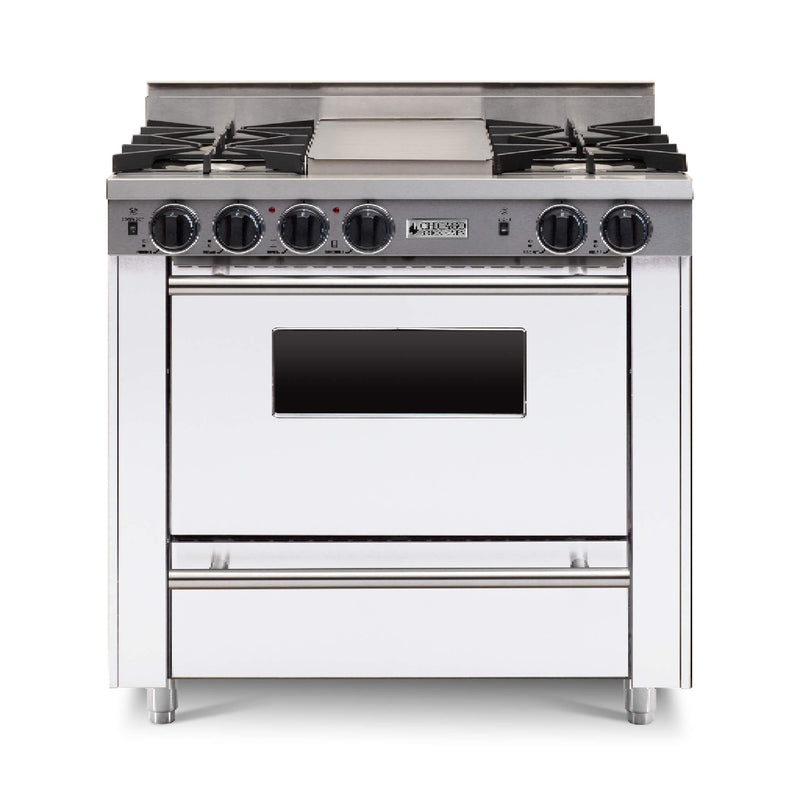 Chicago Brick Oven 36" All Gas Range With Open Burners SAKSBY - White Regular View