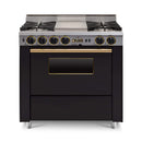 Chicago Brick Oven 36” Dual-Fuel Self-Cleaning Convection Range With Open Burners SAKSBY - Black Brass View