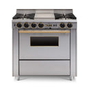 Chicago Brick Oven 36” Dual-Fuel Self-Cleaning Convection Range With Open Burners SAKSBY - Stainless Brass View