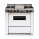 Chicago Brick Oven 36” Dual-Fuel Self-Cleaning Convection Range With Open Burners SAKSBY - White Brass View