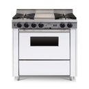 Chicago Brick Oven 36” Dual-Fuel Self-Cleaning Convection Range With Open Burners SAKSBY - White Regular View