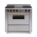 Chicago Brick Oven 36” Dual-Fuel Self-Cleaning Convection Range With Sealed Burners SAKSBY - Stainless Brass View