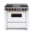 Chicago Brick Oven 36” Dual-Fuel Self-Cleaning Convection Range With Sealed Burners SAKSBY - White Brass View