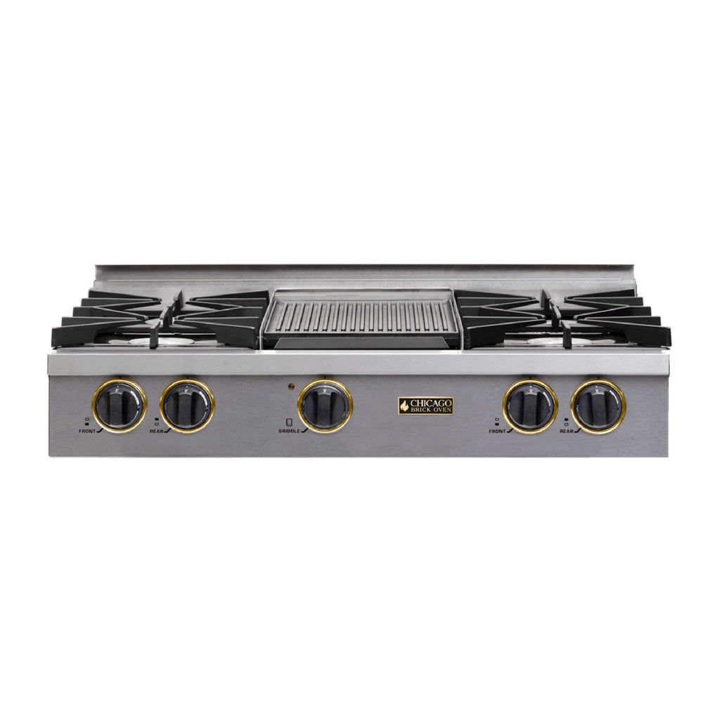 Chicago Brick Oven 36" Gas Rangetop With 4 Open Burners SAKSBY - Front View