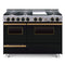 Chicago Brick Oven 48" Dual-Fuel Self-Cleaning Convection Range With Open Burners SAKSBY - Black Brass View