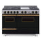 Chicago Brick Oven 48" Dual-Fuel Self-Cleaning Convection Range With Sealed Burners SAKSBY - Black Brass View