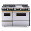 Chicago Brick Oven 48" Dual-Fuel Self-Cleaning Convection Range With Sealed Burners SAKSBY - Stainless Brass View