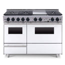 Chicago Brick Oven 48" Dual-Fuel Self-Cleaning Convection Range With Sealed Burners SAKSBY - White Regular View