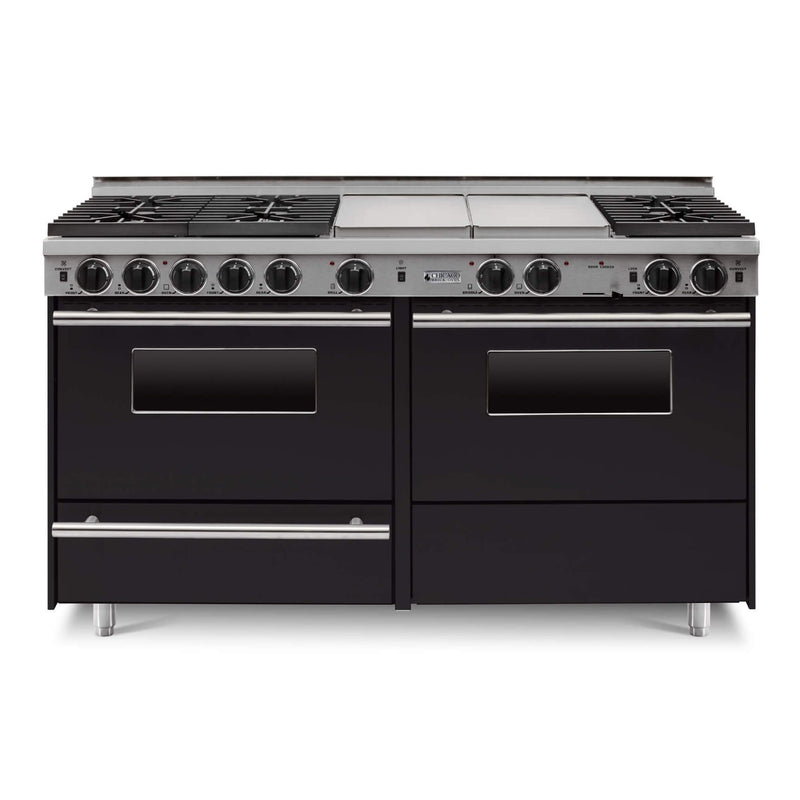 Chicago Brick Oven 60" True Dual-Fuel Self-Cleaning Convection Range With Sealed Burners SAKSBY - Black Regular View