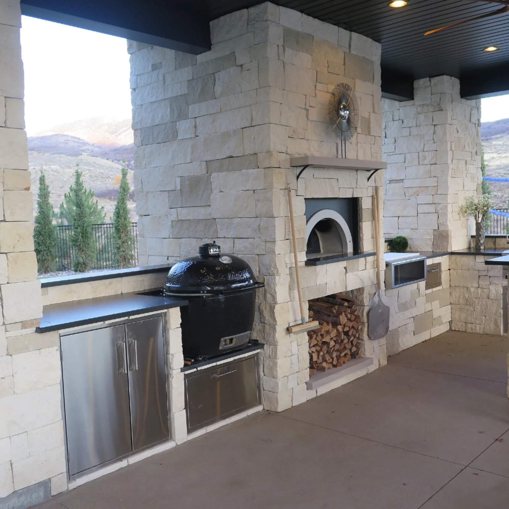 Chicago Brick Oven CBO-1000 Built-In Wood Fired Commercial Outdoor Pizza Oven DIY Kit With 53 x 39 Cooking Surface [CBO-O-KIT-1000] (SAK62895) - Saksby Wholesale - With Cooking Grills View