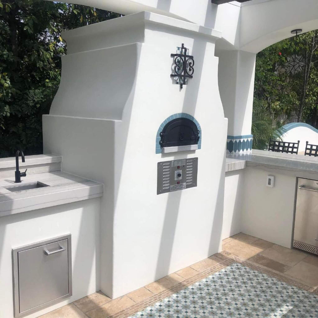 Chicago Brick Oven CBO-750 Commercial Hybrid Wood & Gas Fired Oven DIY Kit [CBO-O-KIT-750-HYB] (SAK75154) - Saksby Wholesale - Lifestyle Image Front Right View