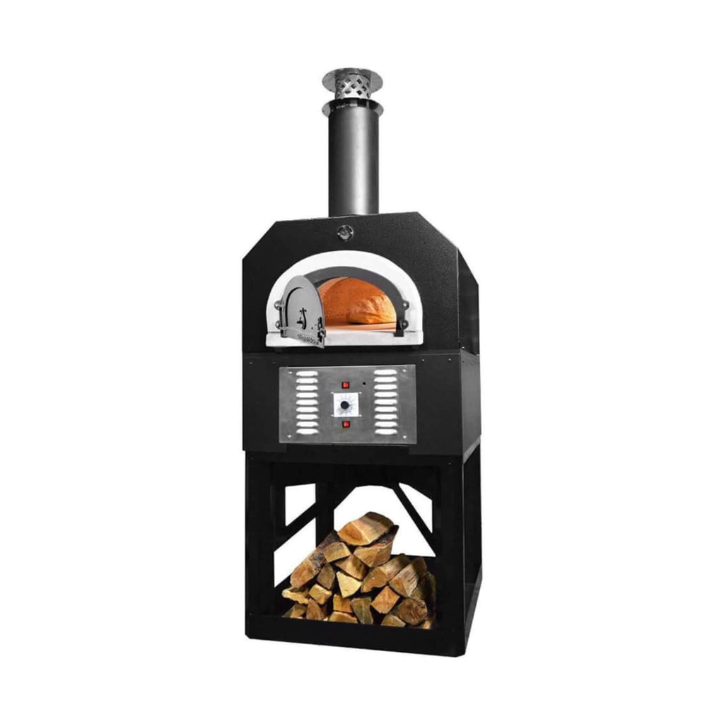 Chicago Brick Oven CBO-750 Residential Hybrid Stand With Dual Fuel [CBO-O-STD-750-HYB] (SAK37429) - Saksby Wholesale - Black With Open Lid