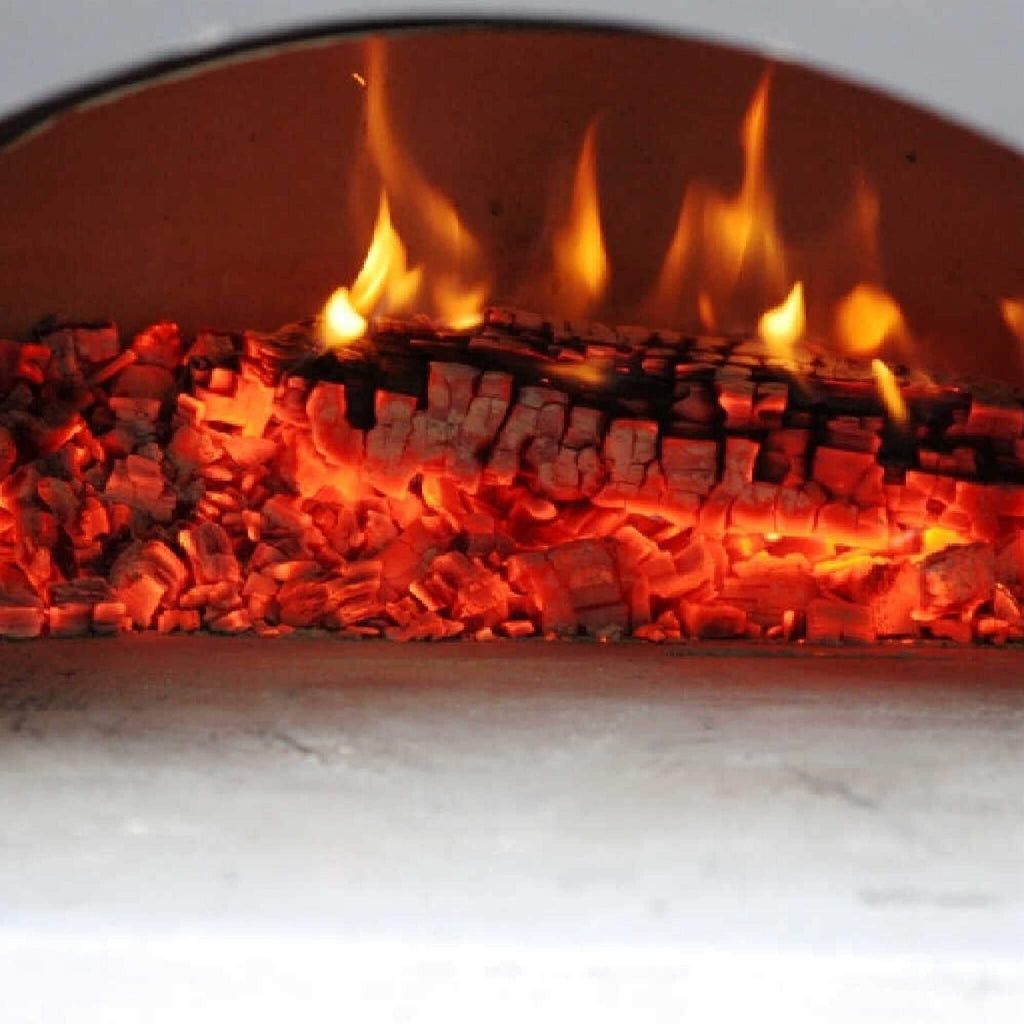 Chicago Brick Oven CBO-750 Residential Hybrid Stand With Dual Fuel [CBO-O-STD-750-HYB] (SAK37429) - Saksby Wholesale - Inside View With Burning Coal