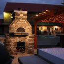 Chicago Brick Oven CBO-750 Wood Fired Pizza Oven DIY Kit With 38" x 28" Cooking Surface [CBO-O-KIT-750] (SAK51793) - Saksby Wholesale - Night View Outside Near Lounge Area