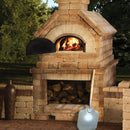 Chicago Brick Oven CBO-750 Wood Fired Pizza Oven DIY Kit With 38" x 28" Cooking Surface [CBO-O-KIT-750] (SAK51793) - Saksby Wholesale - Lifestyle Image Outside With Brown Bricks