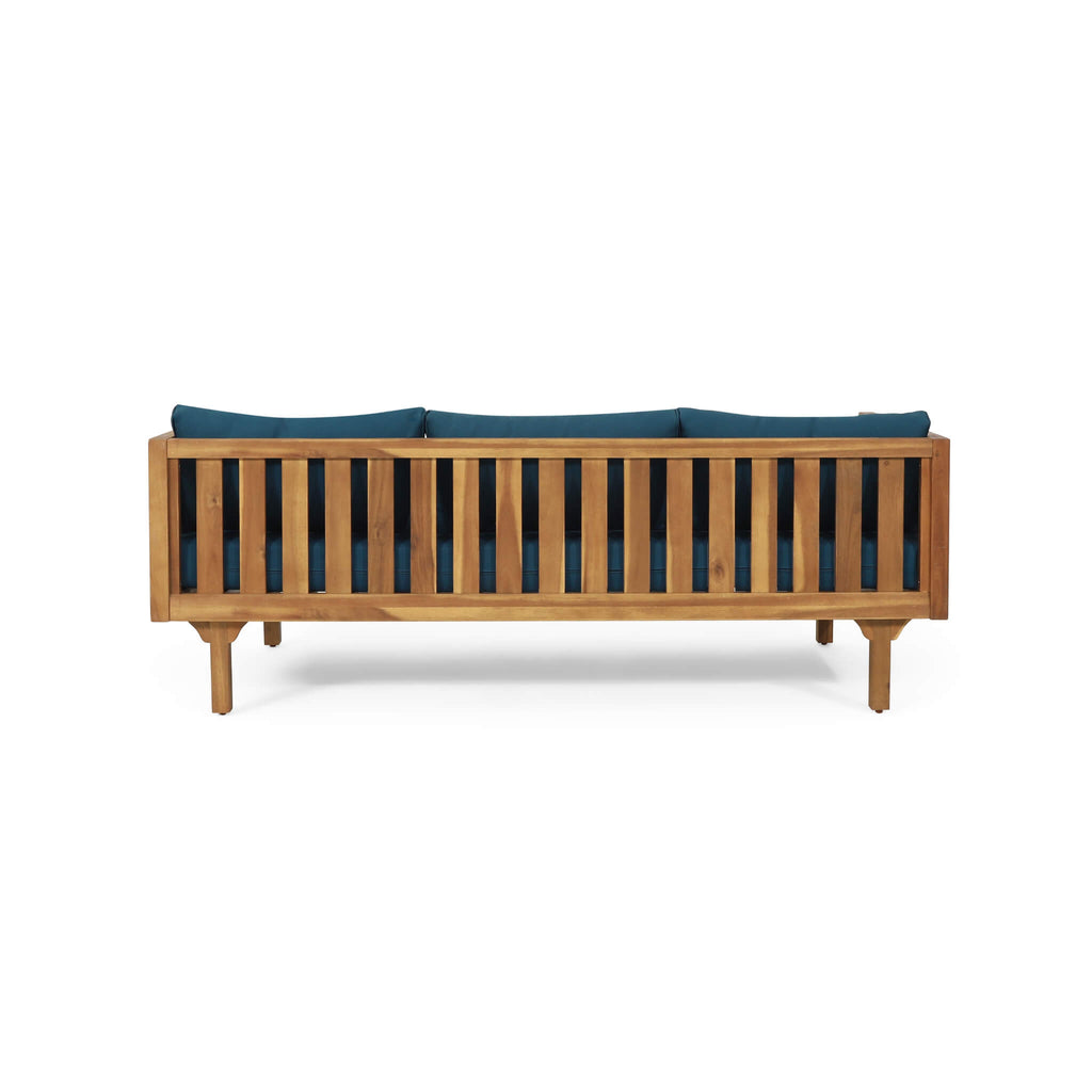 Claremont 3-Seater Acacia Wood Daybed Sofa With Water-Resistant Cushions (SAK65773) - Saksby Wholesale - Center Back View

