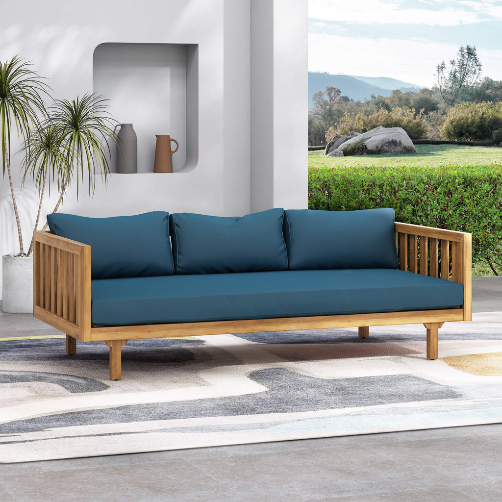 Claremont 3-Seater Acacia Wood Daybed Sofa With Water-Resistant Cushions (SAK65773) - Saksby Wholesale - Outdoor Lifestyle 