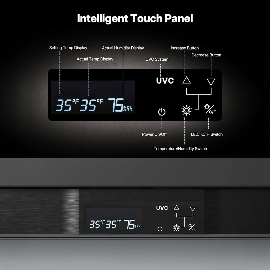 Commercial 12.5 Cu.Ft Dry Aging Fridge For Steaks, Beef, Lamb, And Ham (SAK63584) - Saksby Wholesale - Intelligent Touch Panel