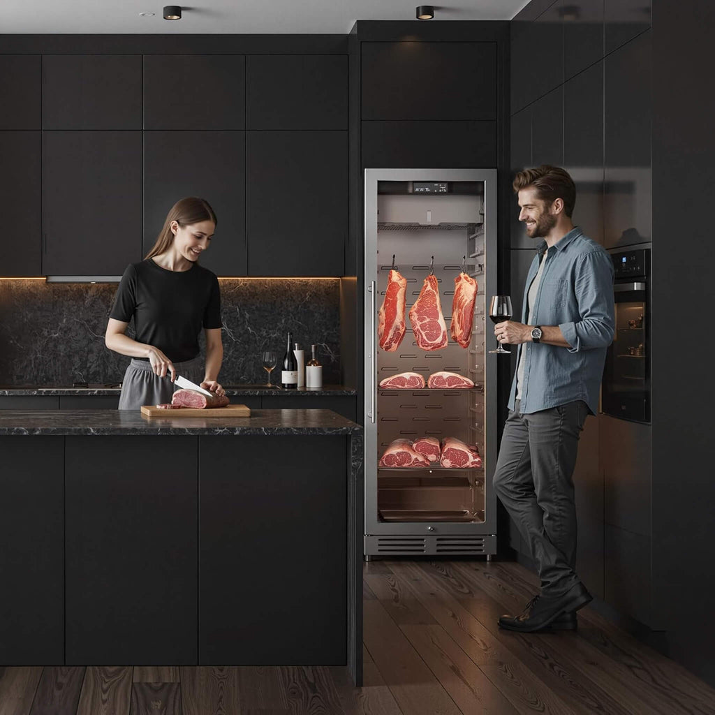 Commercial 12.5 Cu.Ft Dry Aging Fridge For Steaks, Beef, Lamb, And Ham (SAK63584) - Saksby Wholesale - Lifestyle In Kitchen