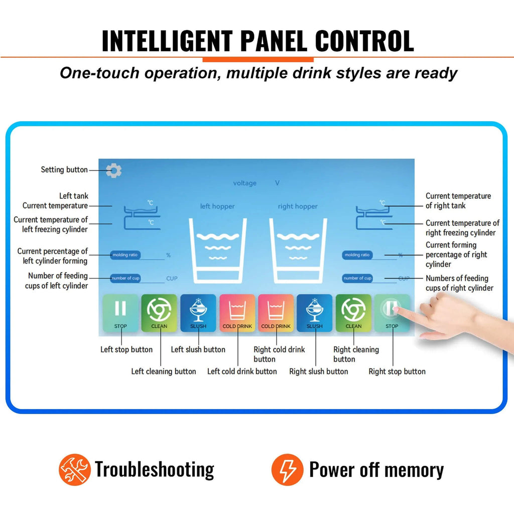 Commercial 16L 1155W Double Bowl Stainless Steel Slushy Margarita Machine (SAK98402) - Saksby Wholesale - Control Panel