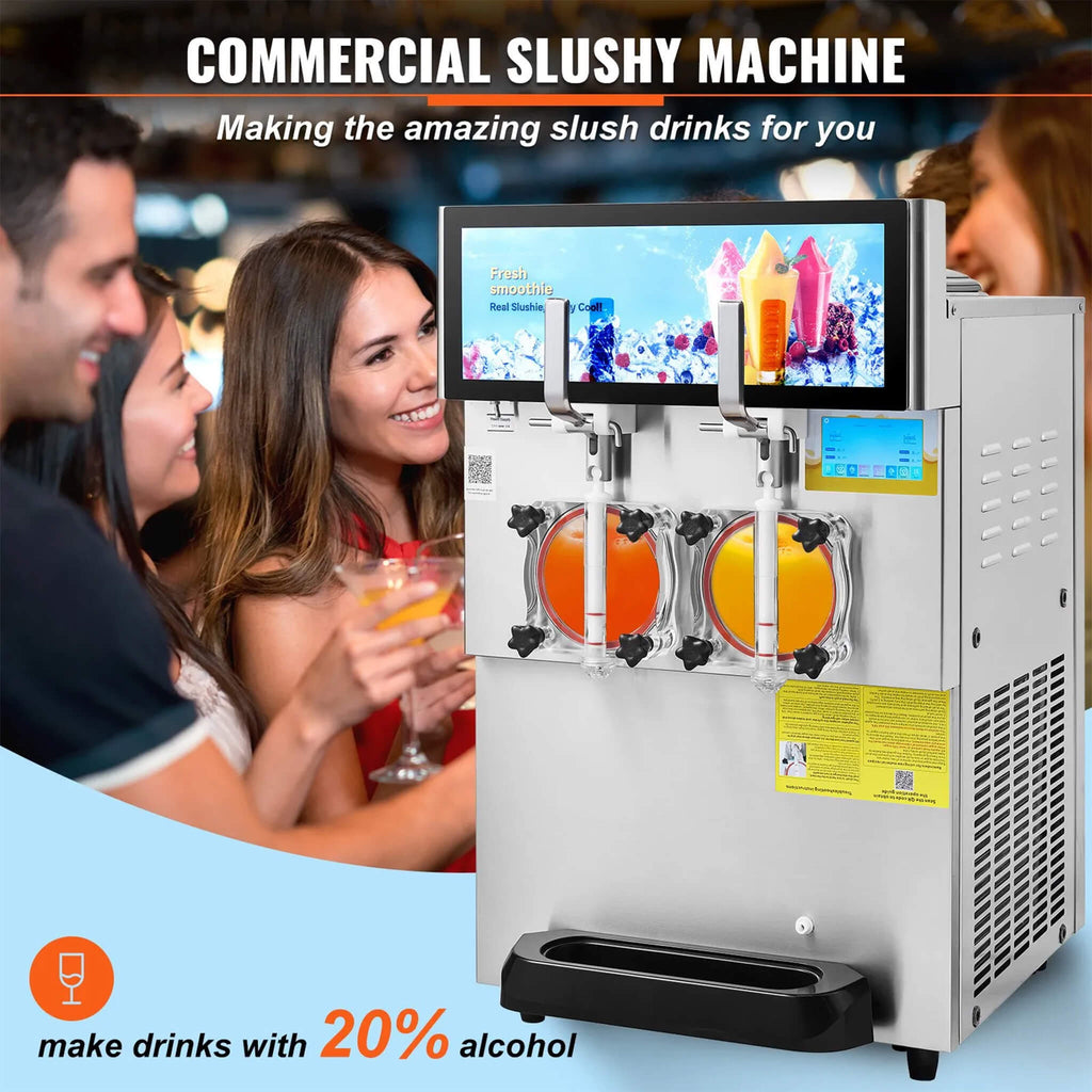 Commercial 16L 1155W Double Bowl Stainless Steel Slushy Margarita Machine (SAK98402) - Saksby Wholesale - Demonstration View