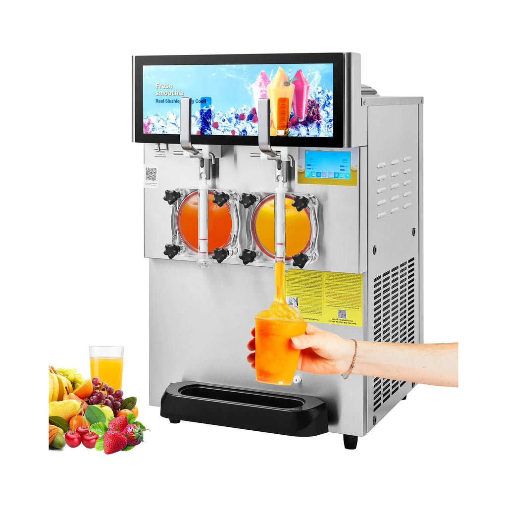 Commercial 16L 1155W Double Bowl Stainless Steel Slushy Margarita Machine (SAK98402) - Saksby Wholesale - Front Left View