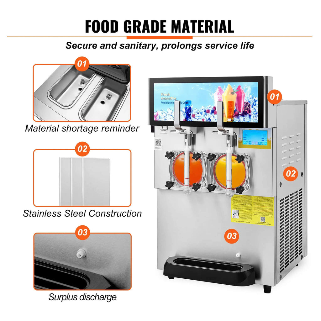 Commercial 16L 1155W Double Bowl Stainless Steel Slushy Margarita Machine (SAK98402) - Saksby Wholesale - Material