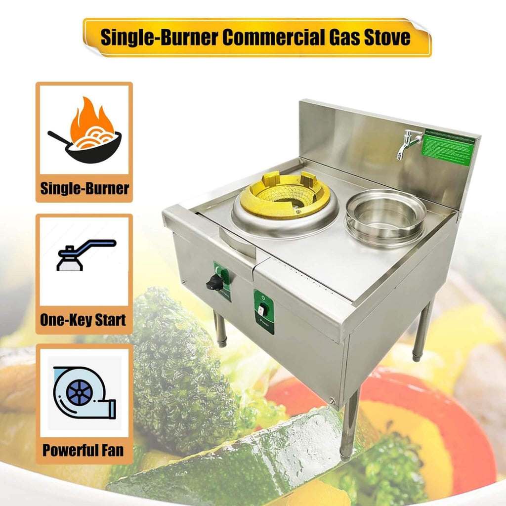 Commercial 85300 BTU Stainless Steel Single Burner LPG NG Wok Stove (SAK46827) - Saksby Wholesale - Features
