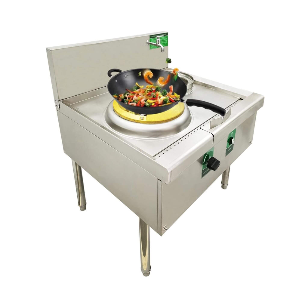 Commercial 85300 BTU Stainless Steel Single Burner LPG NG Wok Stove (SAK46827) - Saksby Wholesale - Side View