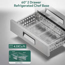 Commercial Double Drawer Undercounter Worktop Fridge With Wheels (SAK80596) - Saksby Wholesale - 60-Inch Refrigerated Chef Base