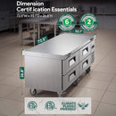 Commercial Double Drawer Undercounter Worktop Fridge With Wheels (SAK80596) - Saksby Wholesale - 72-Inch Dimensions