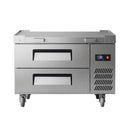 Commercial Double Drawer Undercounter Worktop Fridge With Wheels (SAK80596) - Saksby Wholesale - Front View With Drawer Closed