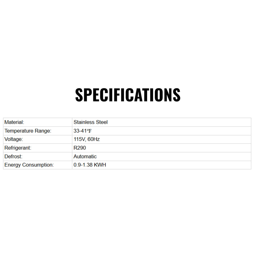 Commercial Double Drawer Undercounter Worktop Fridge With Wheels (SAK80596) - Saksby Wholesale - Specifications