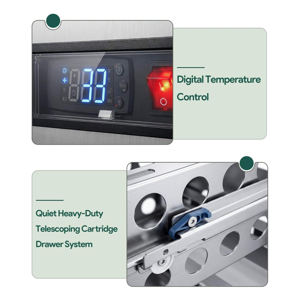 Commercial Double Drawer Undercounter Worktop Fridge With Wheels (SAK80596) - Saksby Wholesale - Temperature Control