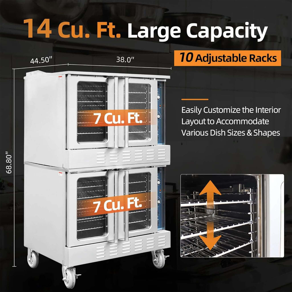 Commercial Full-Size Natural Gas/Propane Double Stacked Convection Oven (SAK60914) - Saksby Wholesale - Dimensions